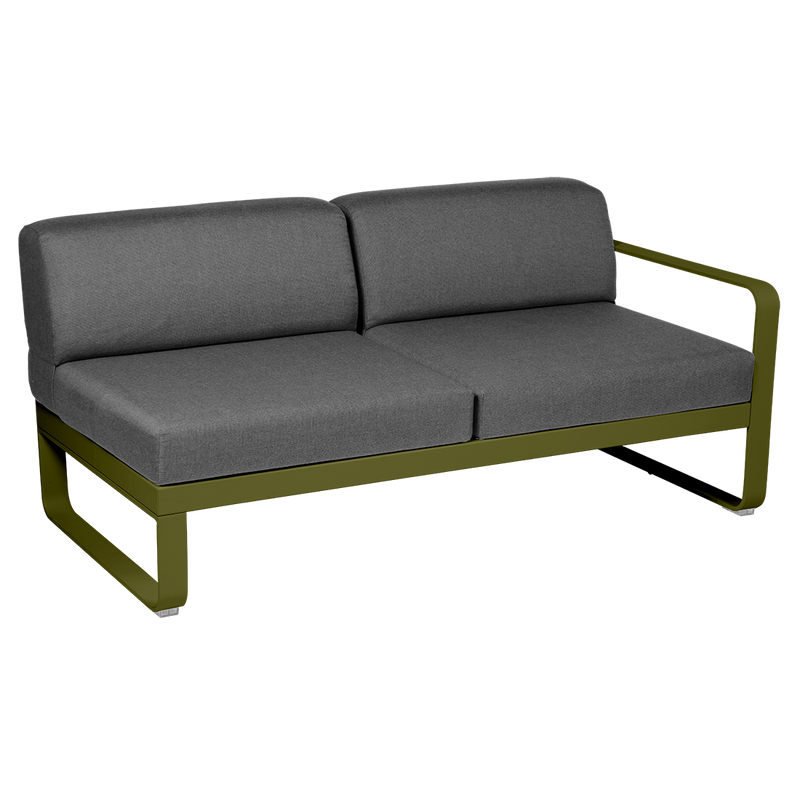 Load image into Gallery viewer, Fermob Bellevie 2-Seater Right Module – Pesto Green frame with Graphite Grey fabric cushions
