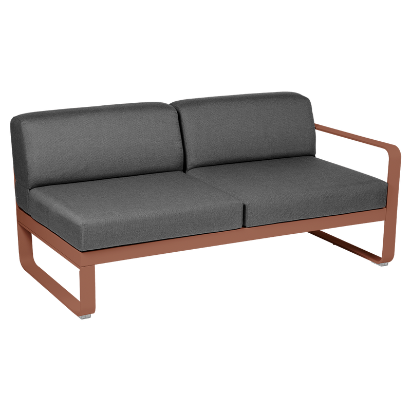 Load image into Gallery viewer, Fermob Bellevie 2-Seater Right Module – Red Ochre frame with Graphite Grey fabric cushions
