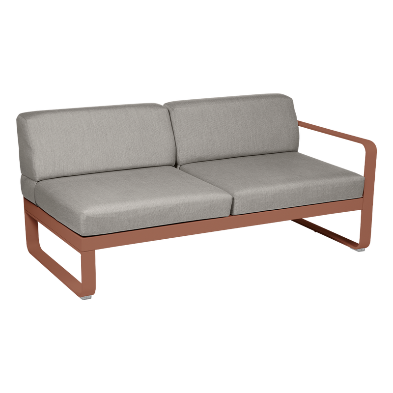 Load image into Gallery viewer, Fermob Bellevie 2-Seater Right Module – Red Ochre frame with Grey Taupe fabric cushions
