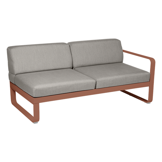 Fermob Bellevie 2-Seater Right Module – Red Ochre frame with Grey Taupe fabric cushions