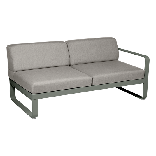 Fermob Bellevie 2-Seater Right Module – Rosemary frame with Grey Taupe fabric cushions