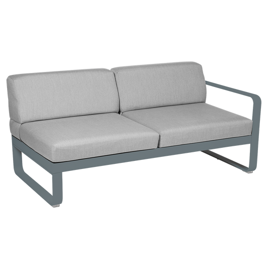 Fermob Bellevie 2-Seater Right Module – Storm Grey frame with Flannel Grey fabric cushions
