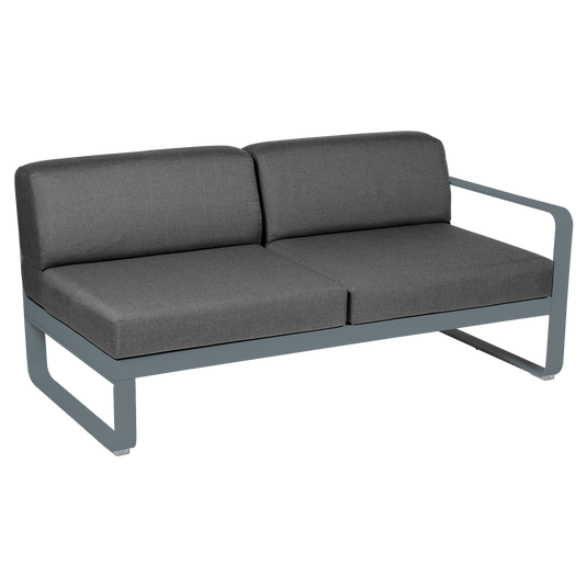 Fermob Bellevie 2-Seater Right Module – Storm Grey frame with Graphite Grey fabric cushions
