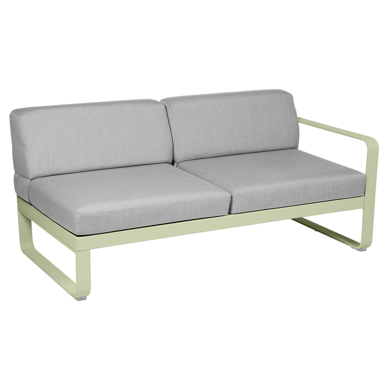 Load image into Gallery viewer, Fermob Bellevie 2-Seater Right Module – Willow Green frame with Flannel Grey fabric cushions
