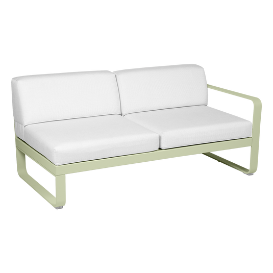 Fermob Bellevie 2-Seater Right Module – Willow Green frame with Off-White fabric cushions