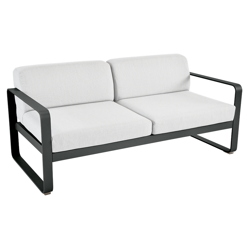 Load image into Gallery viewer, Fermob Bellevie 2-seater outdoor sofa– Anthracite frame with Off-White fabric cushions
