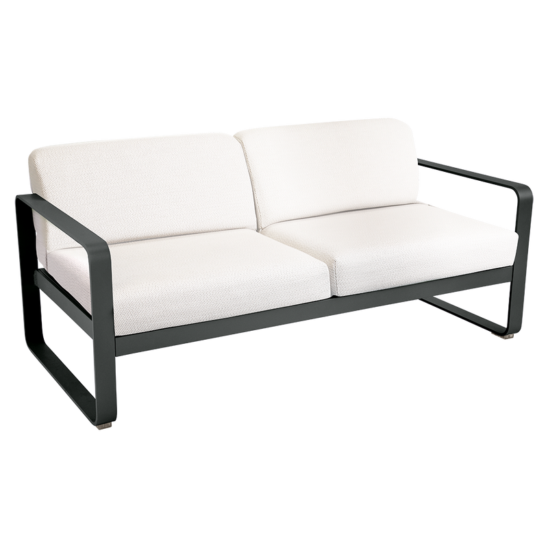 Load image into Gallery viewer, Fermob Bellevie 2-seater outdoor sofa– Anthracite frame with Pearl fabric cushions
