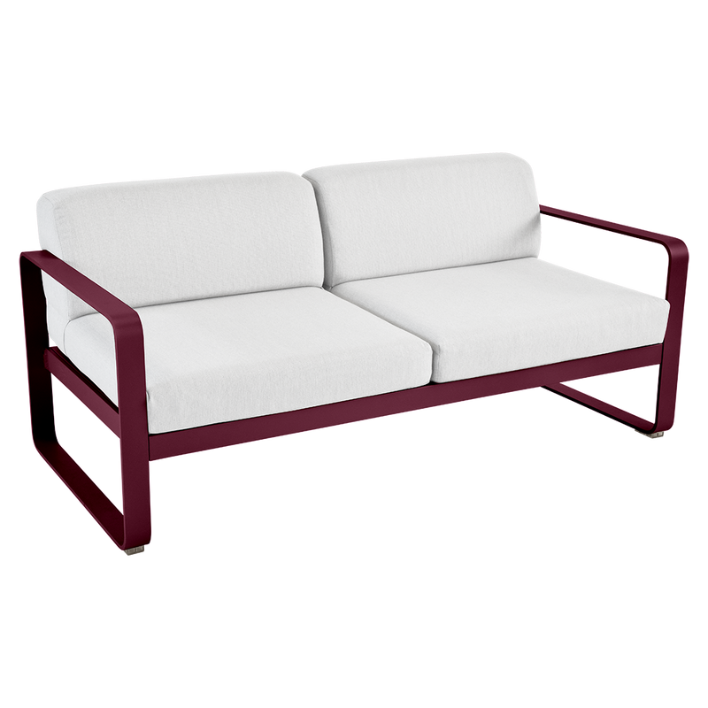 Load image into Gallery viewer, Fermob Bellevie 2-seater outdoor sofa– Black Cherry frame with Off-White fabric cushions
