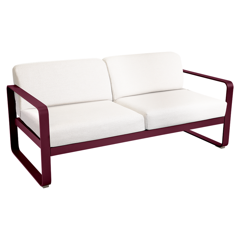 Load image into Gallery viewer, Fermob Bellevie 2-seater outdoor sofa– Black Cherry frame with Pearl fabric cushions
