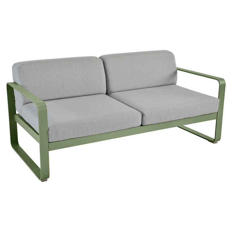 Load image into Gallery viewer, Fermob Bellevie 2-seater outdoor sofa– Cactus frame with Flannel Grey fabric cushions
