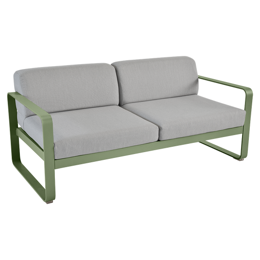 Fermob Bellevie 2-seater outdoor sofa– Cactus frame with Flannel Grey fabric cushions