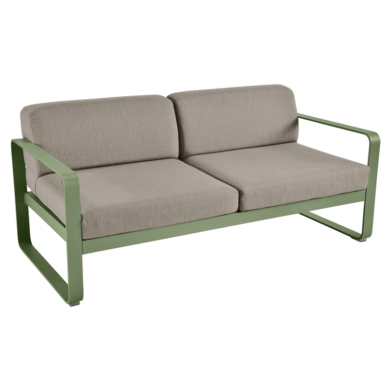 Load image into Gallery viewer, Fermob Bellevie 2-seater outdoor sofa– Cactus frame with Grey Taupe fabric cushions
