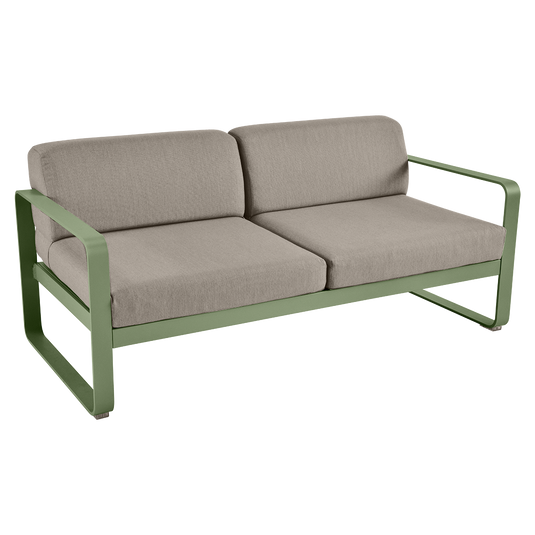 Fermob Bellevie 2-seater outdoor sofa– Cactus frame with Grey Taupe fabric cushions