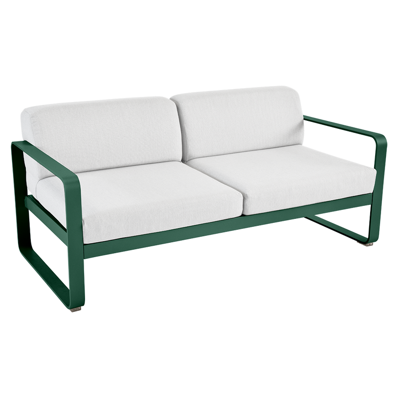 Load image into Gallery viewer, Fermob Bellevie 2-seater outdoor sofa– Cedar Green frame with Off-White fabric cushions
