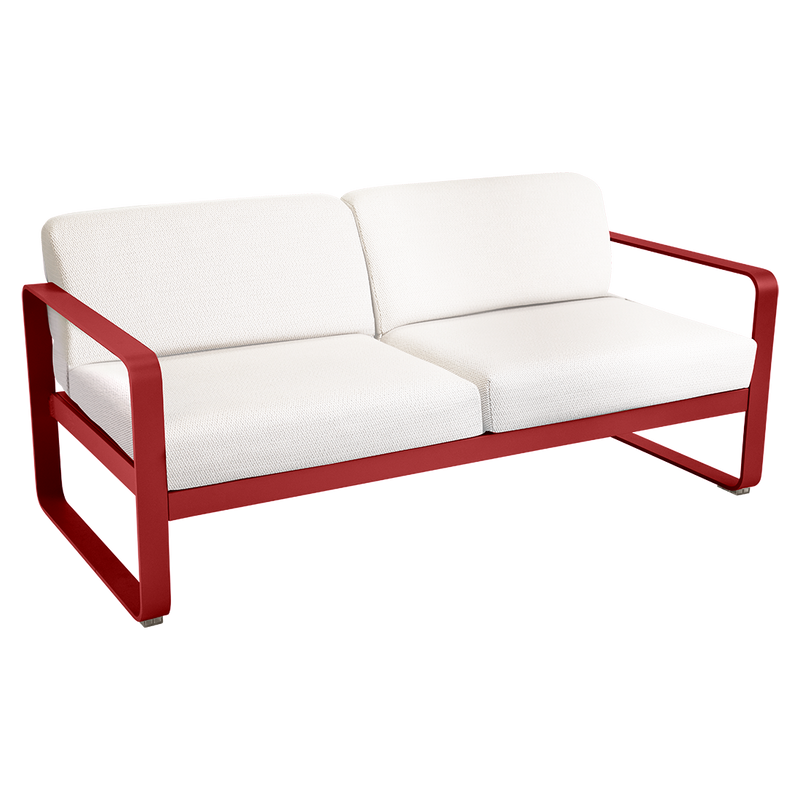 Load image into Gallery viewer, Fermob Bellevie 2-seater outdoor sofa– Chilli frame with Pearl fabric cushions
