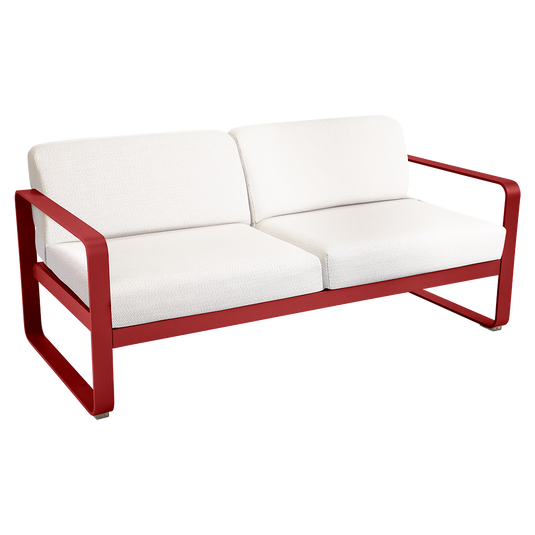 Fermob Bellevie 2-seater outdoor sofa– Chilli frame with Pearl fabric cushions