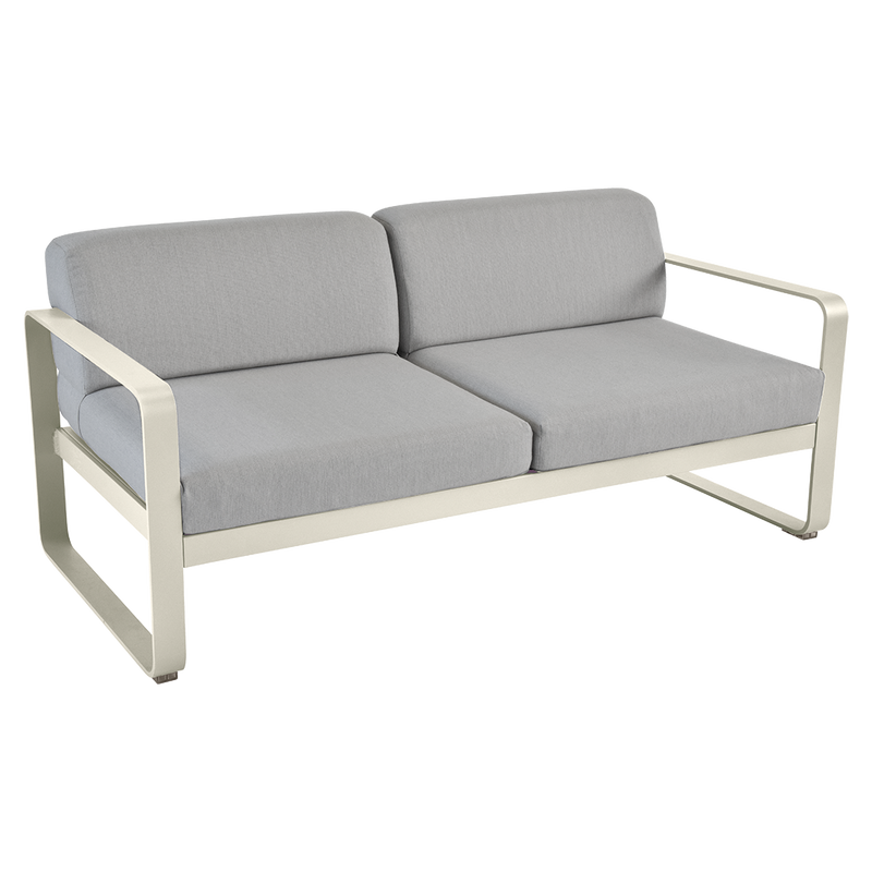 Load image into Gallery viewer, Fermob Bellevie 2-seater outdoor sofa– Clay Grey frame with Flannel Grey fabric cushions
