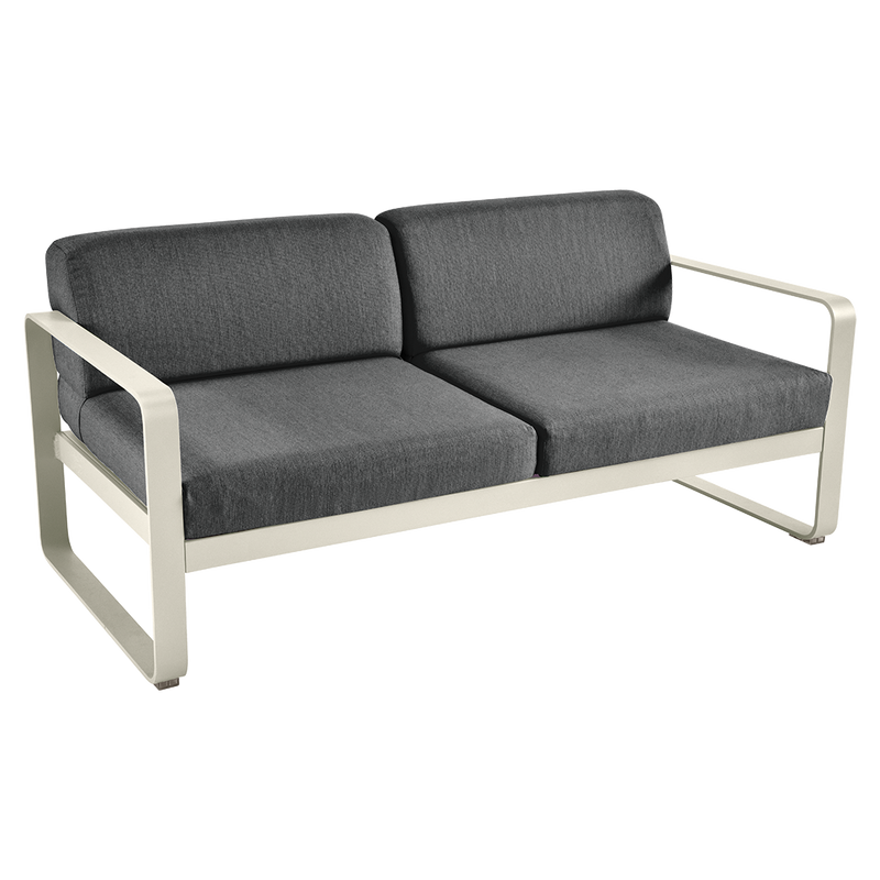 Load image into Gallery viewer, Fermob Bellevie 2-seater outdoor sofa– Clay Grey frame with Graphite Grey fabric cushions
