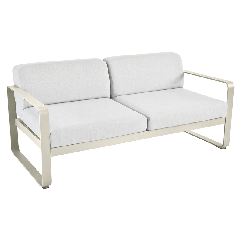 Load image into Gallery viewer, Fermob Bellevie 2-seater outdoor sofa– Clay Grey frame with Off-White fabric cushions
