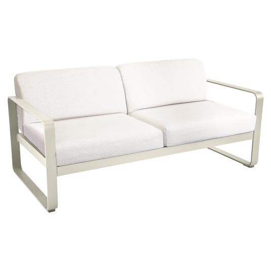 Fermob Bellevie 2-seater outdoor sofa– Clay Grey frame with Pearl fabric cushions