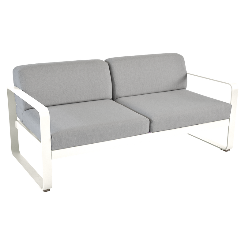 Load image into Gallery viewer, Fermob Bellevie 2-seater outdoor sofa– Cotton White frame with Flannel Grey fabric cushions
