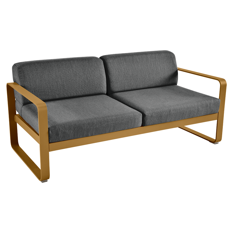 Load image into Gallery viewer, Fermob Bellevie 2-seater outdoor sofa– Gingerbread frame with Graphite Grey fabric cushions
