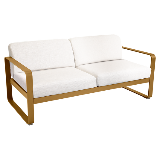 Fermob Bellevie 2-seater outdoor sofa– Gingerbread frame with Pearl fabric cushions