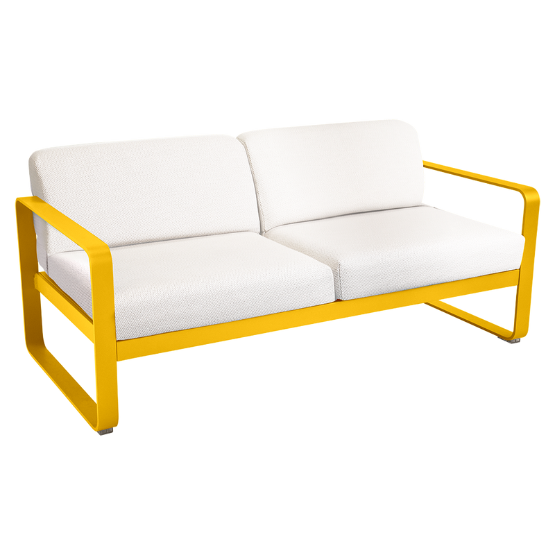 Load image into Gallery viewer, Fermob Bellevie 2-seater outdoor sofa– Honey frame with Pearl fabric cushions
