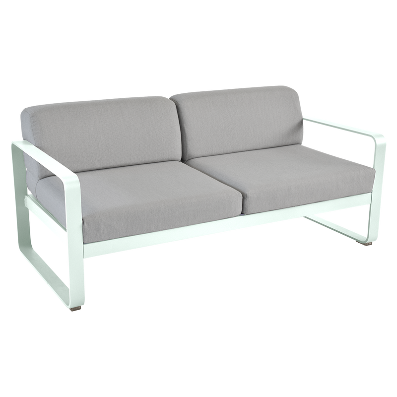 Load image into Gallery viewer, Fermob Bellevie 2-seater outdoor sofa– Ice Mint frame with Flannel Grey fabric cushions
