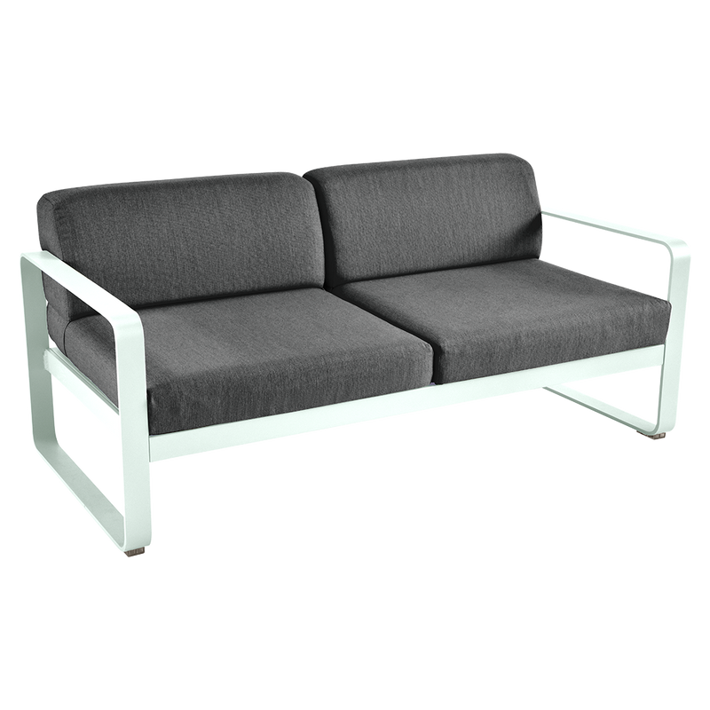 Load image into Gallery viewer, Fermob Bellevie 2-seater outdoor sofa– Ice Mint frame with Graphite Grey fabric cushions
