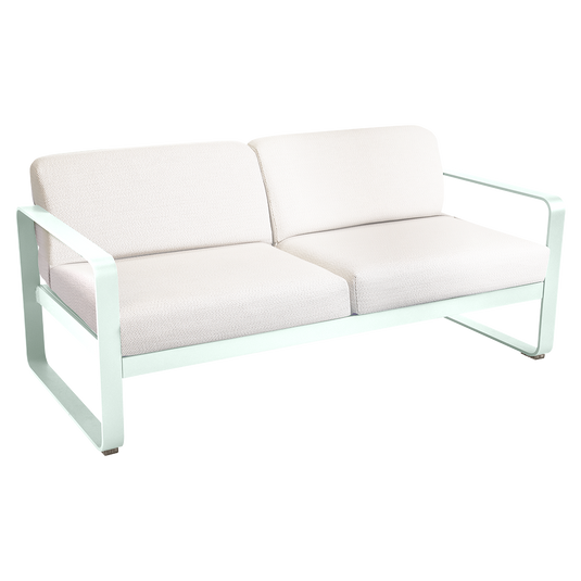 Fermob Bellevie 2-seater outdoor sofa– Ice Mint frame with Pearl fabric cushions
