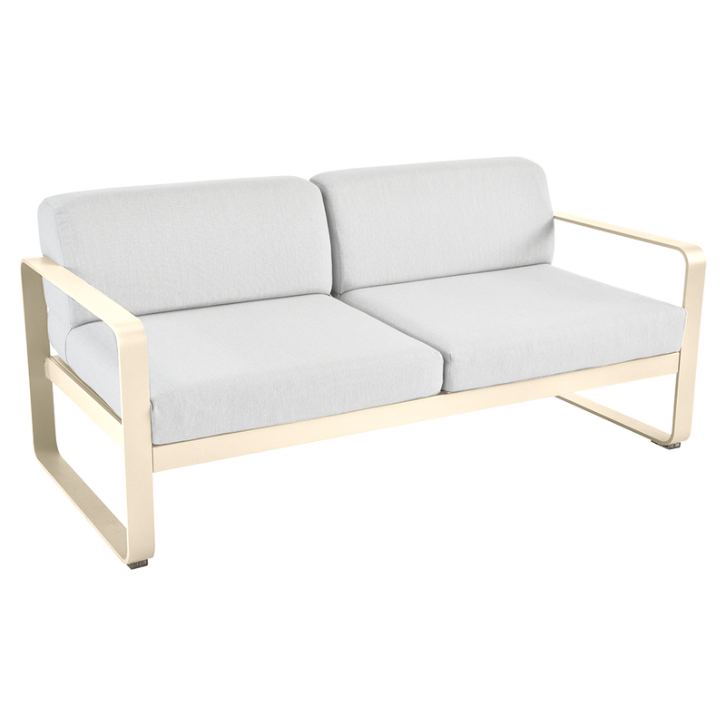 Load image into Gallery viewer, Fermob Bellevie 2-seater outdoor sofa– Latte Beige frame with Off-White fabric cushions
