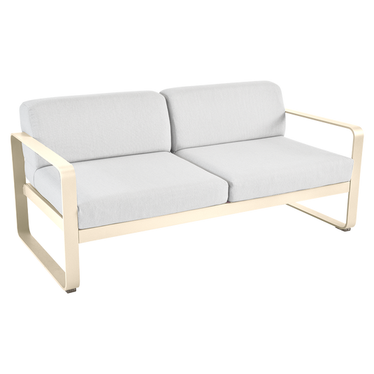 Fermob Bellevie 2-seater outdoor sofa– Latte Beige frame with Off-White fabric cushions