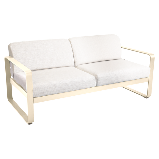 Fermob Bellevie 2-seater outdoor sofa– Latte Beige frame with Pearl fabric cushions