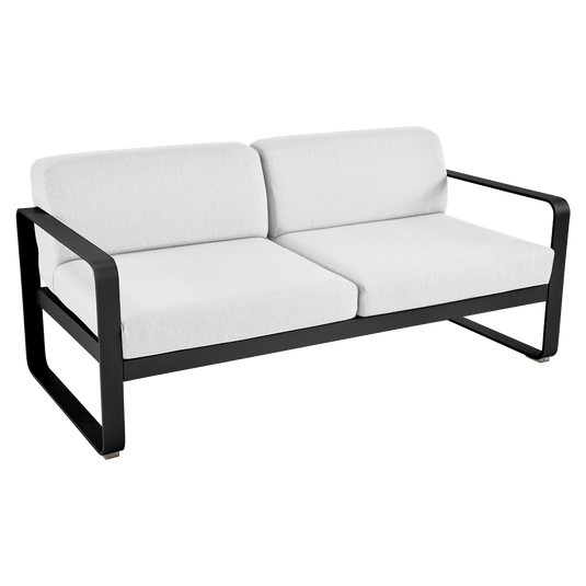 Fermob Bellevie 2-seater outdoor sofa– Liquorice frame with Off-White fabric cushions