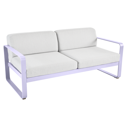 Fermob Bellevie 2-seater outdoor sofa– Marshmallow frame with Off-White fabric cushions