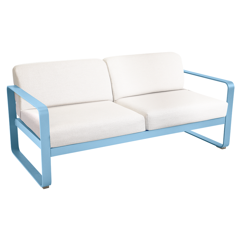 Load image into Gallery viewer, Fermob Bellevie 2-seater outdoor sofa– Maya Blue frame with Pearl fabric cushions
