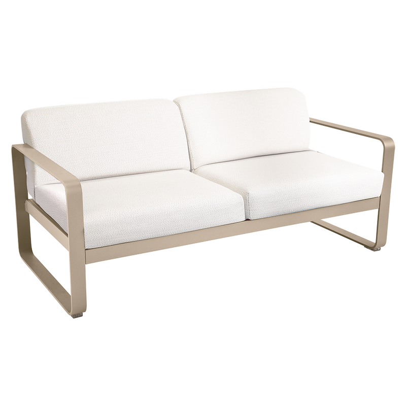 Load image into Gallery viewer, Fermob Bellevie 2-seater outdoor sofa– Nutmeg frame with Pearl fabric cushions
