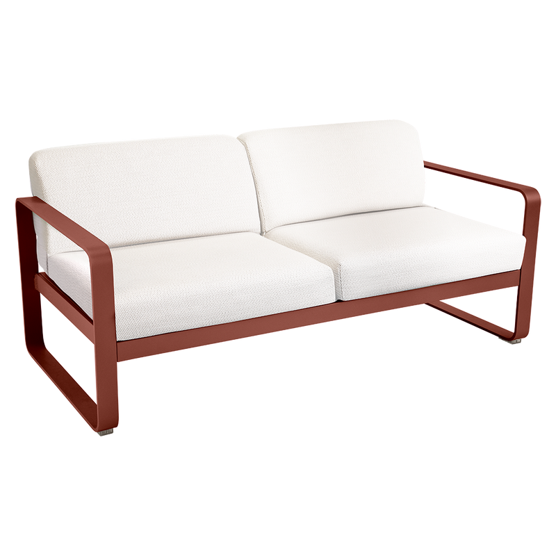 Load image into Gallery viewer, Fermob Bellevie 2-seater outdoor sofa– Red Ochre frame with Pearl fabric cushions
