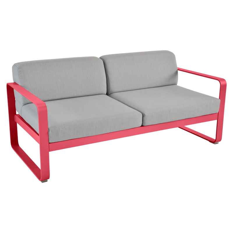 Load image into Gallery viewer, Fermob Bellevie 2-seater outdoor sofa– Rosalie frame with Flannel Grey fabric cushions
