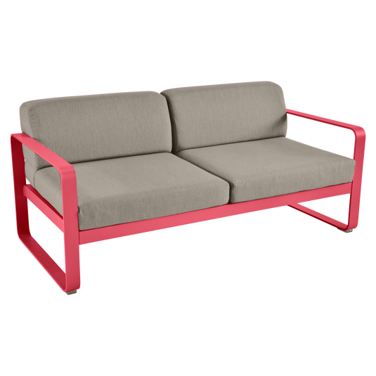 Fermob Bellevie 2-seater outdoor sofa– Rosalie frame with Grey Taupe fabric cushions