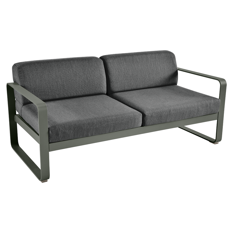 Load image into Gallery viewer, Fermob Bellevie 2-seater outdoor sofa– Rosemary frame with Graphite Grey fabric cushions
