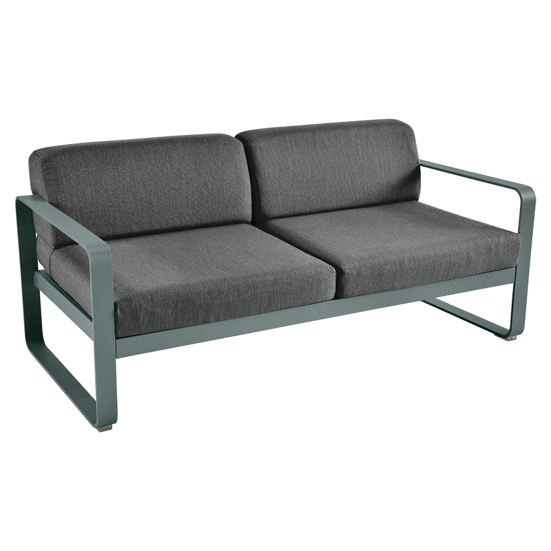 Load image into Gallery viewer, Fermob Bellevie 2-seater outdoor sofa– Storm Grey frame with Graphite Grey fabric cushions
