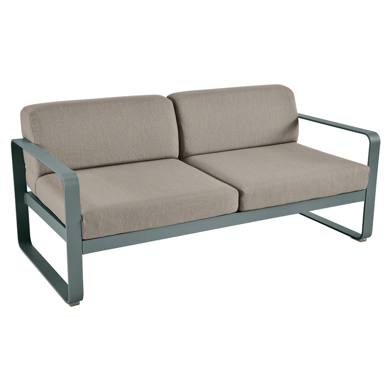 Load image into Gallery viewer, Fermob Bellevie 2-seater outdoor sofa– Storm Grey frame with Grey Taupe fabric cushions
