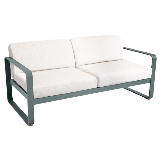 Fermob Bellevie 2-seater outdoor sofa– Storm Grey frame with Pearl fabric cushions