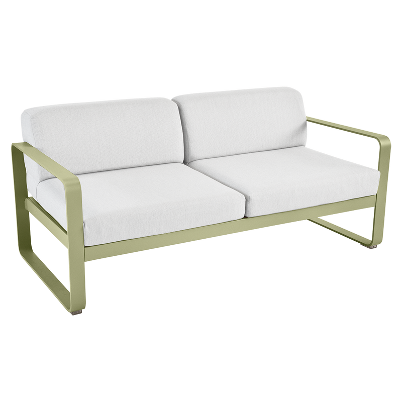 Load image into Gallery viewer, Fermob Bellevie 2-seater outdoor sofa– Willow Green frame with Off-White fabric cushions
