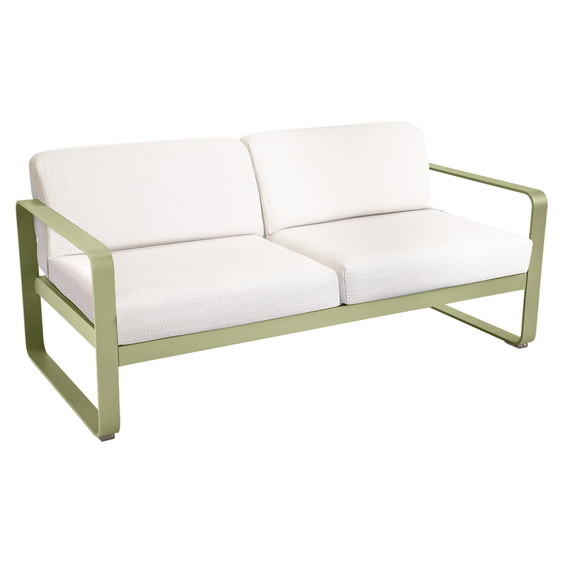 Load image into Gallery viewer, Fermob Bellevie 2-seater outdoor sofa– Willow Green frame with Pearl fabric cushions
