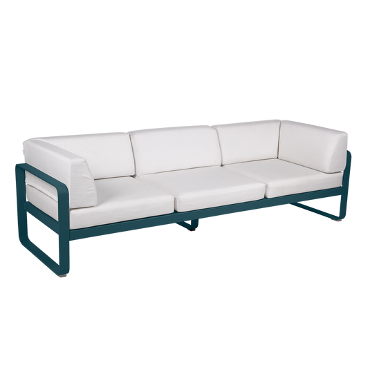 Fermob Bellevie 3-Seater Club Sofa – Acapulco Blue frame with Off-White fabric cushions
