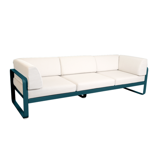 Fermob Bellevie 3-Seater Club Sofa – Acapulco Blue frame with Pearl fabric cushions