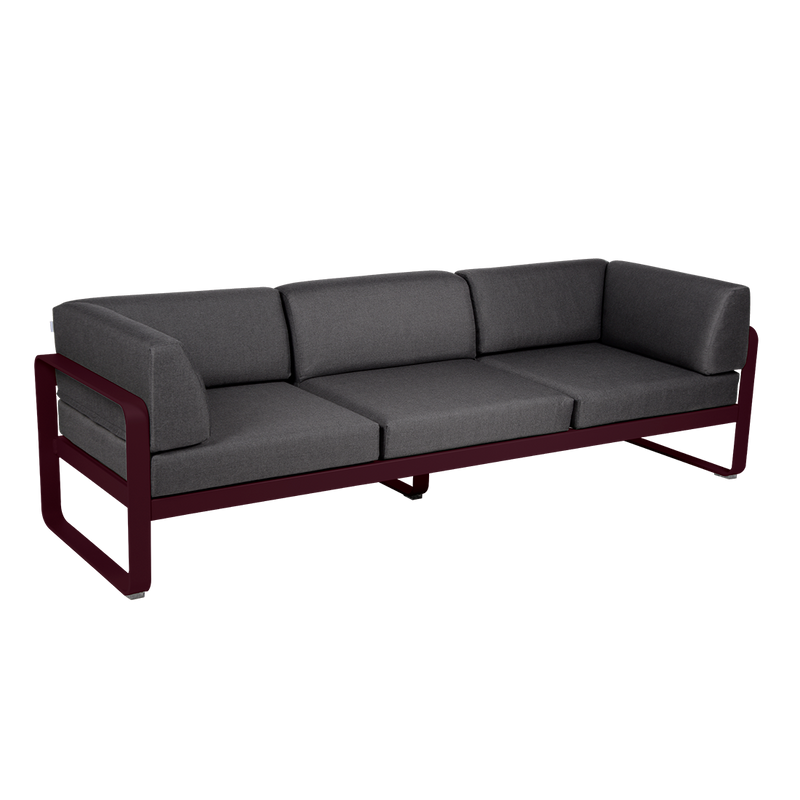 Load image into Gallery viewer, Fermob Bellevie 3-Seater Club Sofa – Black Cherry frame with Graphite Grey fabric cushions
